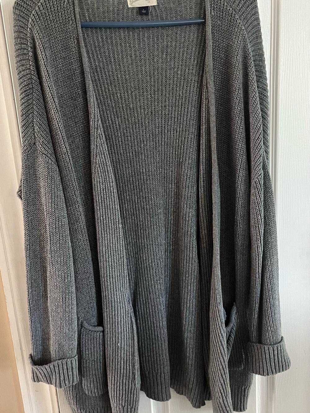 Universal Thread Gray Open-Front Ribbed Cardigan